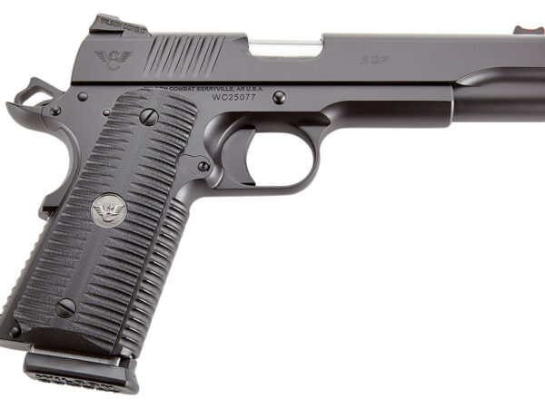 Wilson Combat ACPFS45 ACP Full-Size 45 ACP Caliber with 5" Barrel, 8+1 Capacity, Black Armor-Tuff Finish Carbon Steel Beavertail Frame, Serrated Black Carbon Steel Slide & Black G10 Eagle Claw Grip