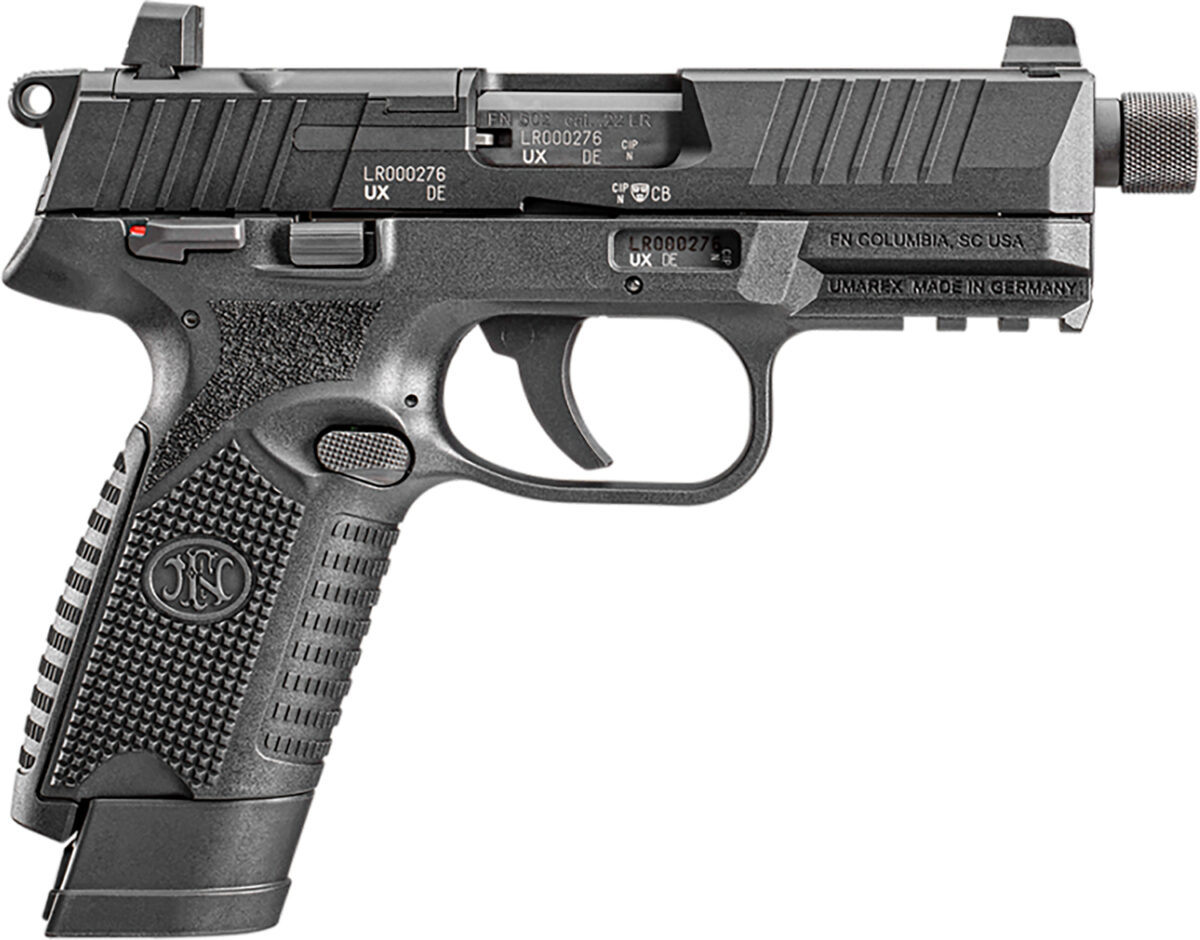 FN 66101011 502 Tactical 22 LR 10+1 4.60" Steel Threaded Barrel, Black Optic Ready/Serrated Slide & Polymer Frame w/Picatinny Rail, Black Textured Polymer Grip, Ambidextrous 1 139625