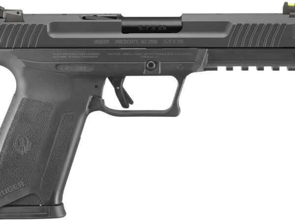 Ruger 16403 Ruger-5.7 Pro 5.7x28mm 20+1 4.94" Black Nitride Alloy Steel Barrel, Black Oxide Optic Cut/Serrated Steel Slide, Black Polymer Frame w/Picatinny Rail, Black Polymer Grip, Right Hand