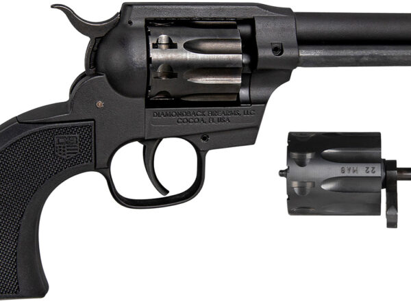 Diamondback DB0500A001 Sidekick  22 LR/22 WMR 9 Shot, 4.50" Black Cerakote Steel Barrel & Cylinder, Black Cerakote Zinc Alloy Frame Black Checkered Grips, Hammer Safety, Exposed Hammer