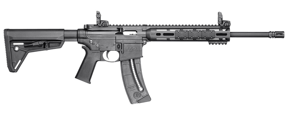 Smith & Wesson 10213 M&P15 Sport 22 LR 25+1 16.50" Carbon Steel Barrel, Adjustable Magpul MOE SL Stock, Magpul M-Lok Mounting System, MagPul Folding MBUS Sights, Functioning Charging Handle, Optics 1 14501
