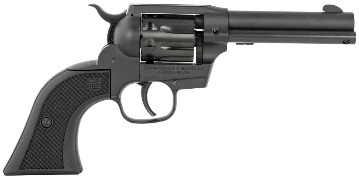 Diamondback DB051CA001 Sidekick 22 LR 9 Shot, 4.50" Black Cerakote Steel Barrel, Black Cerakote Zinc Alloy Frame, Black Cerakote Cylinder, Black Checkered Nylon Grip, Hammer Safety, Exposed Hammer 1 149840