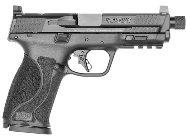 Smith & Wesson 13585 M&P M2.0  Full Size 9mm Luger 17+1, 4.62" Black Armornite Steel Threaded Barrel & Optic Ready/Serrated Slide, Matte Black Polymer Frame w/Picatinny Rail