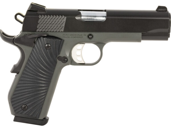 Tisas 10100103 1911 Stingray Carry 45 ACP 8+1 4.25" Stainless Steel Barrel, Black Cerakote Serrated Slide, Dark Gray Cerakote Aluminum Frame w/Beavertail, Black Sunburst G10 Grips