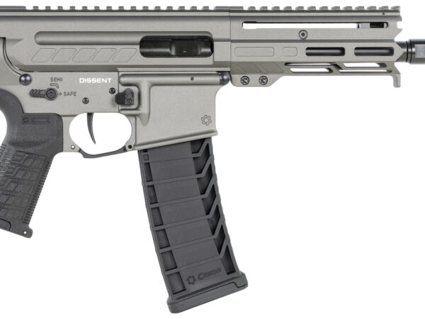 CMMG 94A6867TNG Dissent MK4 9mm Luger 33+1 6.50", Tungsten Gray Rec, Picatinny Brace Adapter, 5.50" M-LOK Handguard, Left Side Charging Handle, Zeroed Linear Comp, Zeroed Drop-In Single Stage Trigger
