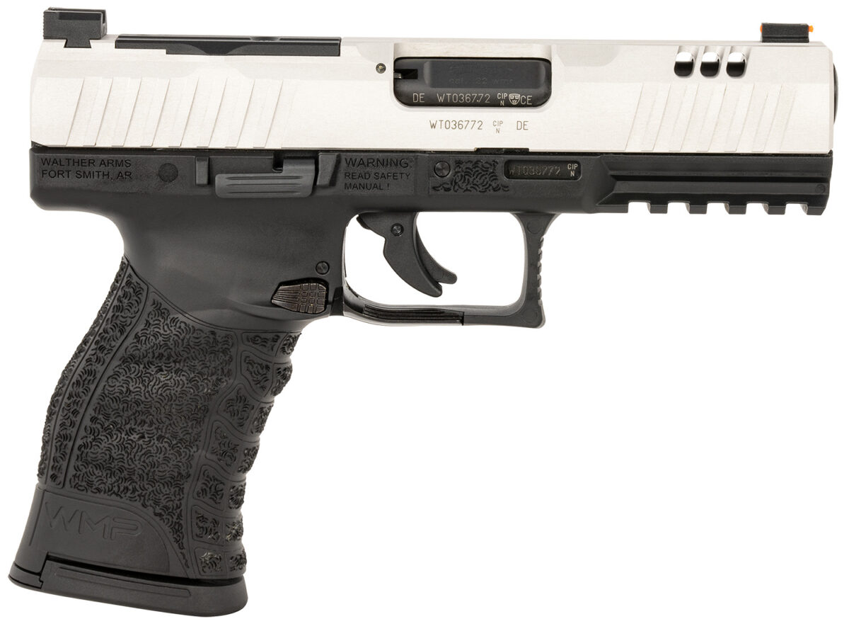 Walther Arms 5220306 WMP Full Size Frame 22 WMR 15+1 4.50" Stainless Steel Barrel, Silver Serrated Aluminum Slide, Black Polymer Frame w/Picatinny Rail 1 160895