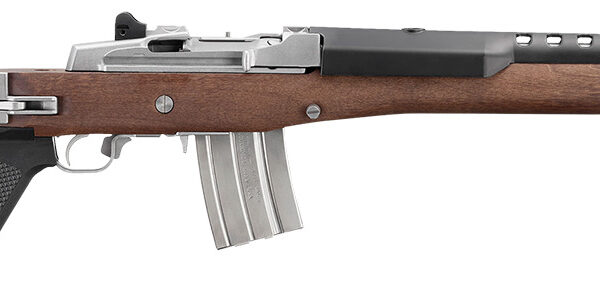 Ruger 5895 Mini-14  223 Rem/5.56 NATO 20+1 18.50" Matte Stainless Threaded Barrel, Matte Stainless Picatinny Rail  Receiver, Walnut/Stainless Wood Side Folding Side Folding Stock, Black Polymer Grip