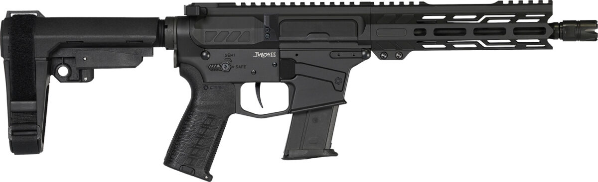 CMMG 57A340FAB Banshee MK57 5.7x28mm 20+1 8" Black Nitride Medium Taper Threaded Barrel, EML 7" M-LOK Handguards, Black Armor Cerakote Aluminum Picatinny Rail Receiver, CMMG Zeroed Grips 1 166435