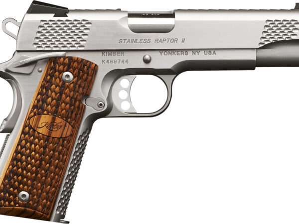 Kimber Mfg.,inc 3200181CA Stainless Raptor II (CA) 45 ACP 8+1 5" Brush Polished Front Serrations Stainless Steel Slide