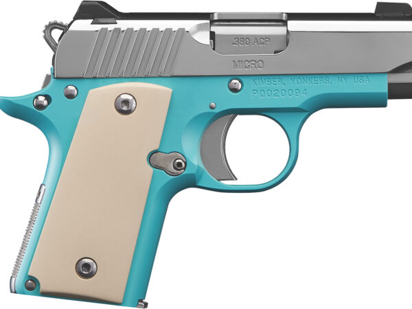 Kimber Mfg.,inc 3300210 Micro Bel Air NS 380 ACP 2.75" Ramped Barrel Stainless Steel Slide Bel Air Blue Mirror-Polished Ivory Micarta Grip