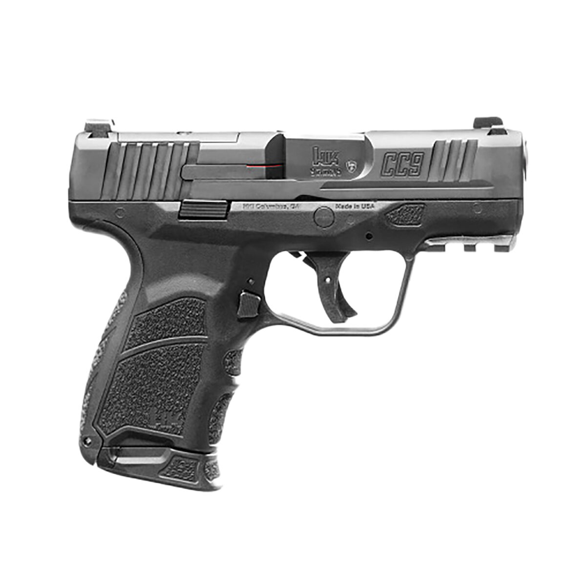 HK 81000551 CC9 Micro Compact 9mm Luger 10+1 3.32" Black Polygonal Rifled Barrel, Optic Ready/Serrated Steel Slide, Polymer Frame w/Picatinny Rail, Black Interchangeable Backstrap Grip, Ambidextrous 1 172196
