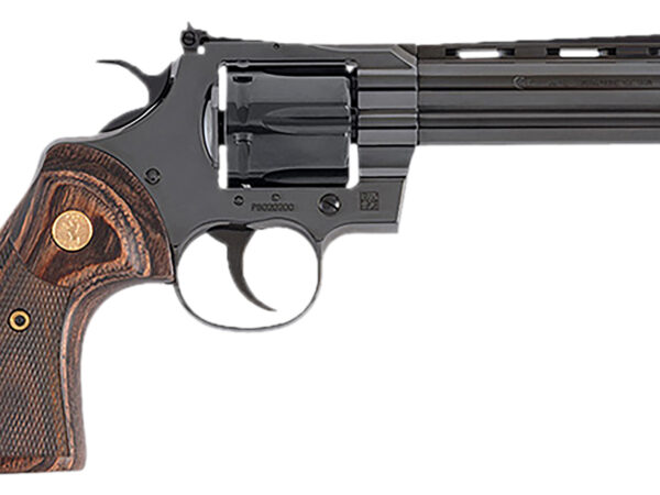 Colt Mfg PYTHONBP5WTS Python  357 Mag38 Special 6 Shot 5" Blued Carbon Steel Vent Rib Barrel, Cylinder & Frame, Wood Grip, Exposed Hammer