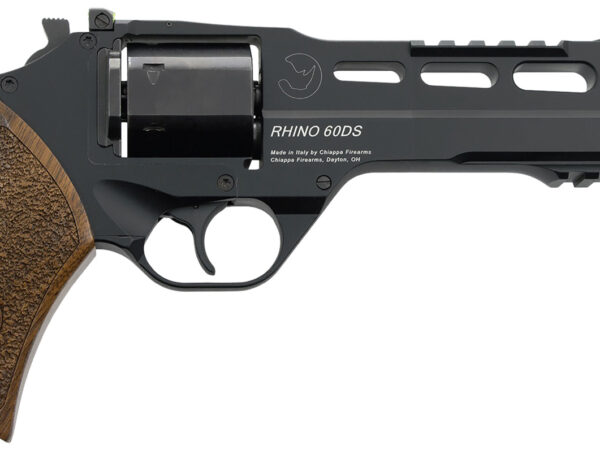 Chiappa Firearms 340.343 Rhino 60DS 10mm Auto 6 Shot 6" Black Anodized Picatinny Rail/Vent Rib Barrel, Black Cylinder, Black Anodized Aluminum Frame w/Picatinny Rail, Walnut Grip