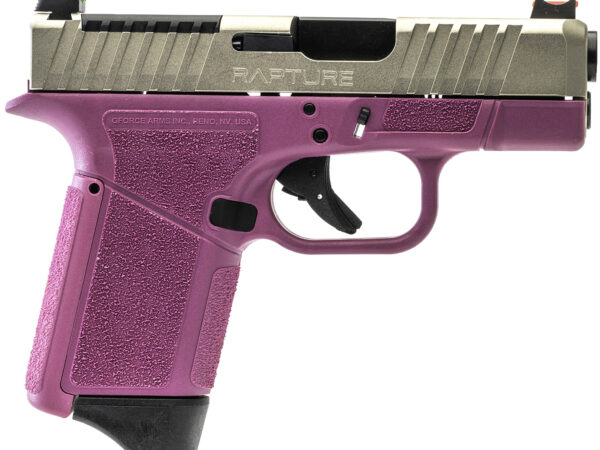 Gforce Arms GF932512PIN Rapture  Sub-Compact Frame 9mm Luger 12+1 3.25" Black Steel Barrel, Nickel Steel Optic Cut/Serrated Slide, Pink Cerakote Polymer Frame, Shield RMSc/RMR Footprint