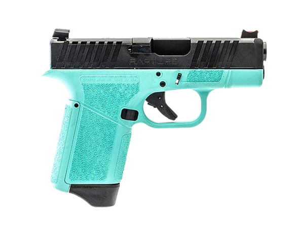 Gforce Arms GF932512RB Rapture  Sub-Compact Frame 9mm Luger 12+1 3.25" Black Barrel, Black Cerakote Steel Optic Cut/Serrated Slide, Robin Egg Blue Cerakote Polymer Frame, Shield RMSc/RMR Footprint