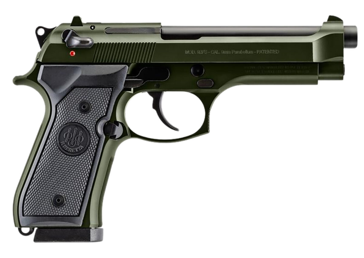 Beretta USA J92F300GR10 92FS Full Size Frame 9mm Luger 10+1 4.90" Black Steel Barrel, OD Green Cerakote Serrated Slide, OD Green Cerakote Aluminum Frame w/Beavertail, Black Textured Grip 1 182721