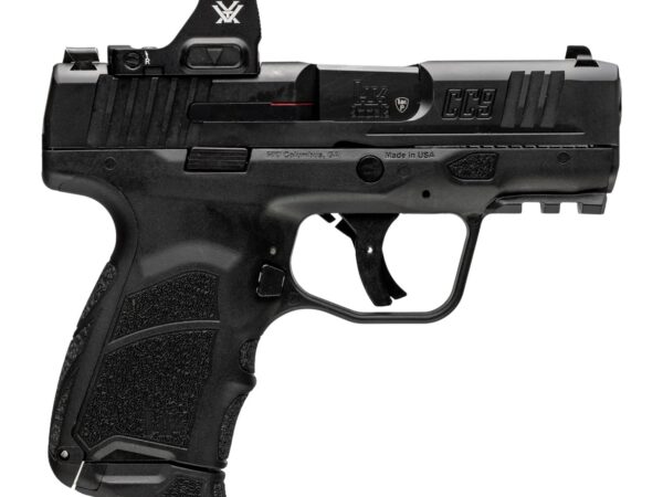 HK 81001354 CC9 w/Optic Micro Compact 9mm Luger 12+1 3.32" Black Barrel, Black Steel Serrated w/Optic Slide, Black Polymer Frame w/Picatinny Rail, Interchangeable Backstrap Grip, Vortex CCW