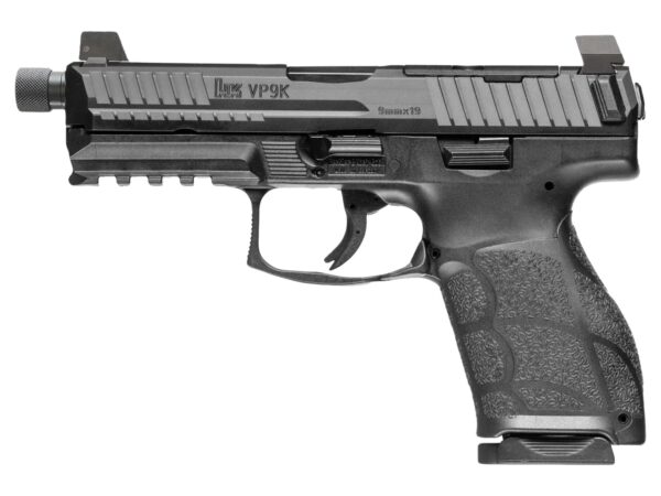 HK 81001230 VP9A1 K Tactical 9mm Luger 15+1 4.70" Black Threaded Barrel, Black Steel Optic Ready/Serrated Slide, Black Polymer Frame w/Picatinny Rail, Textured Grip