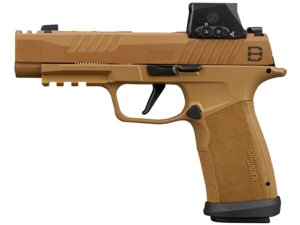 Sig Sauer 365XF9DH3RXSL P365 DH3 w/Optic Compact 9mm Luger 21+1 3.70" Black DLC Barrel, Coyote Cerakote Stainless Steel Lightening Cut/Optic Ready/Serrated Slide & Frame w/Picatinny Rail, Interchangea