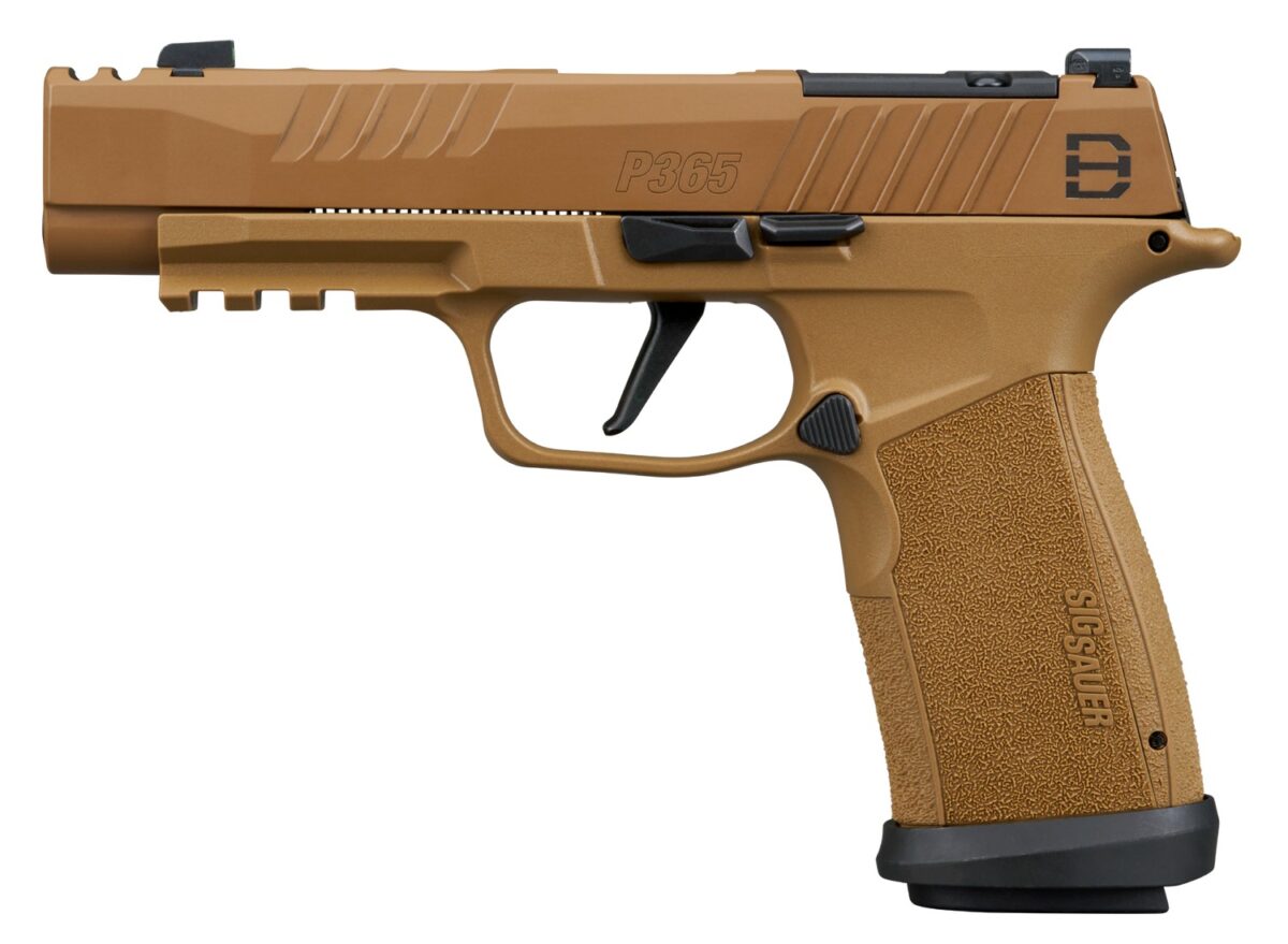 Sig Sauer 365XF9DH310 P365 DH3 Compact 9mm Luger 10+1 3.70" Black DLC Barrel, Coyote Cerakote Stainless Steel Lightening Cut/Optic Ready/Serrated Slide & Frame w/Picatinny Rail, Interchangeable Backst 1 190237