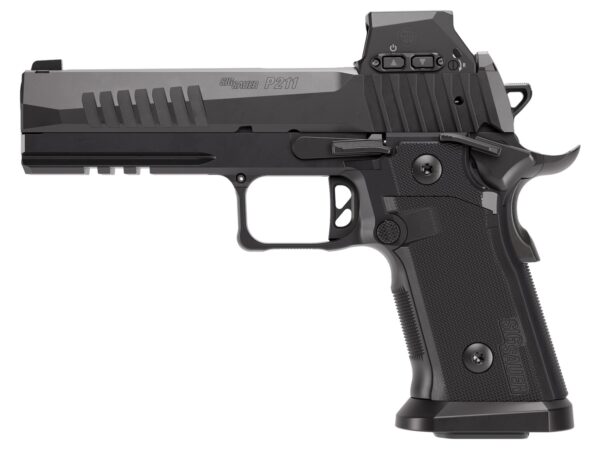 Sig Sauer 211F9GT5RXSL P211 GT5 w/Optic Full Size 9mm Luger 21+1 5" Black Barrel, Black Nitron Stainless Steel Serrated w/Optic Slide & Frame w/Beavertail & Picatinny Rail, G10 Grip Panels, Sig ROMEO-