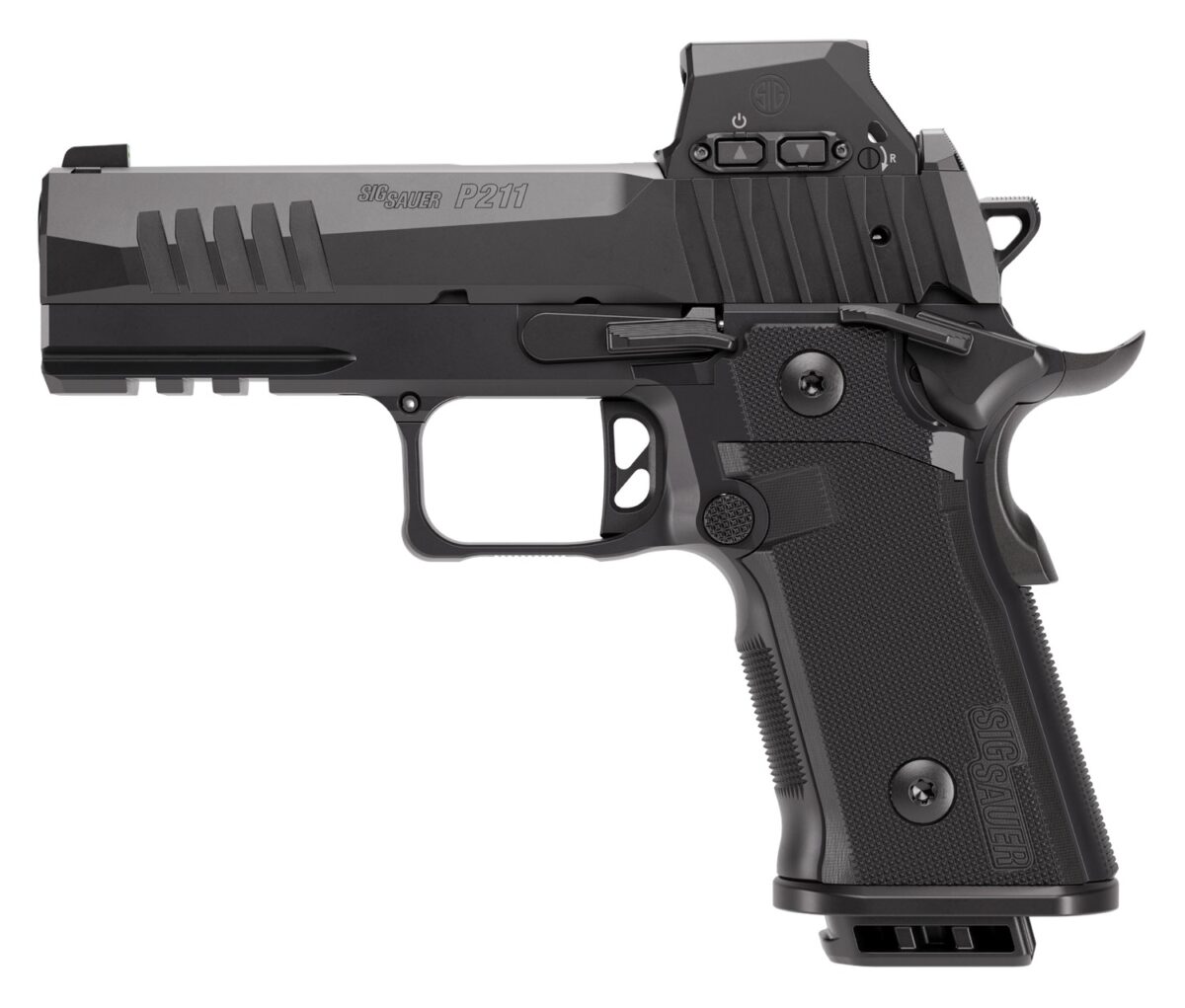 Sig Sauer 211CA9GT4RXSL P211 GT4 w/Optic Carry 9mm Luger 21+1 4.20" Black Barrel, Black Nitron Stainless Steel Serrated w/Optic Slide & Stainless Steel Frame w/Beavertail & Picatinny Rail, G10 Grip Pa 1 191998 1