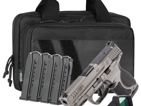 Smith & Wesson 14804 M&P M2.0 Bundle 9mm Luger 15+1 3.60" Black Armornite Barrel, Tungsten Gray Cerakote Stainless Steel Serrated w/Optic Slide, Tungsten Gray Cerakote Aluminum Frame w/Picatinny Rail,