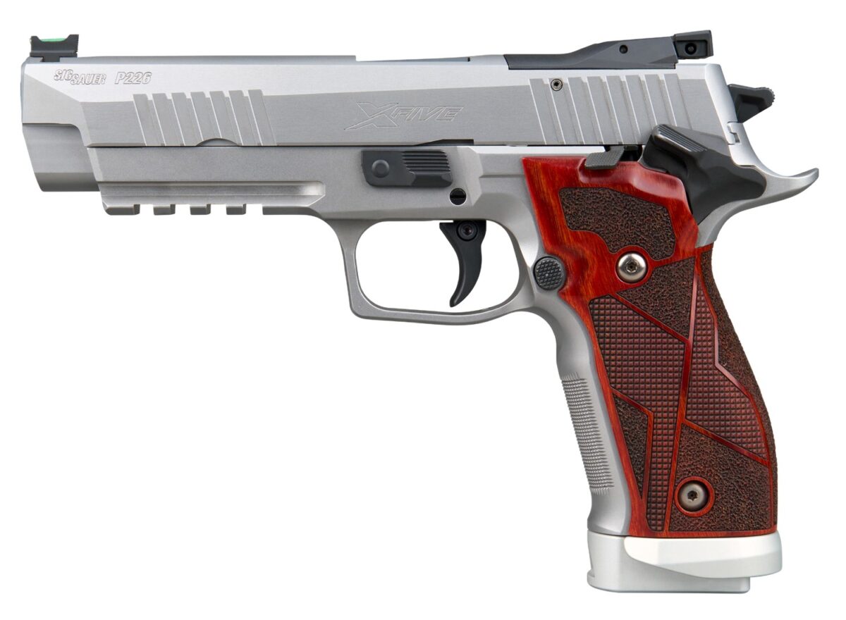 Sig Sauer 226X59XTMSAO10 P226 XFive Classic Full Size 9mm Luger 20+1 5" Bull Barrel, Stainless Steel Optic Ready/Serrated Slide & Frame w/Beavertail & Picatinny Rail, Hogue Cocobolo Grip, SIG-LOC Foot 1 197106