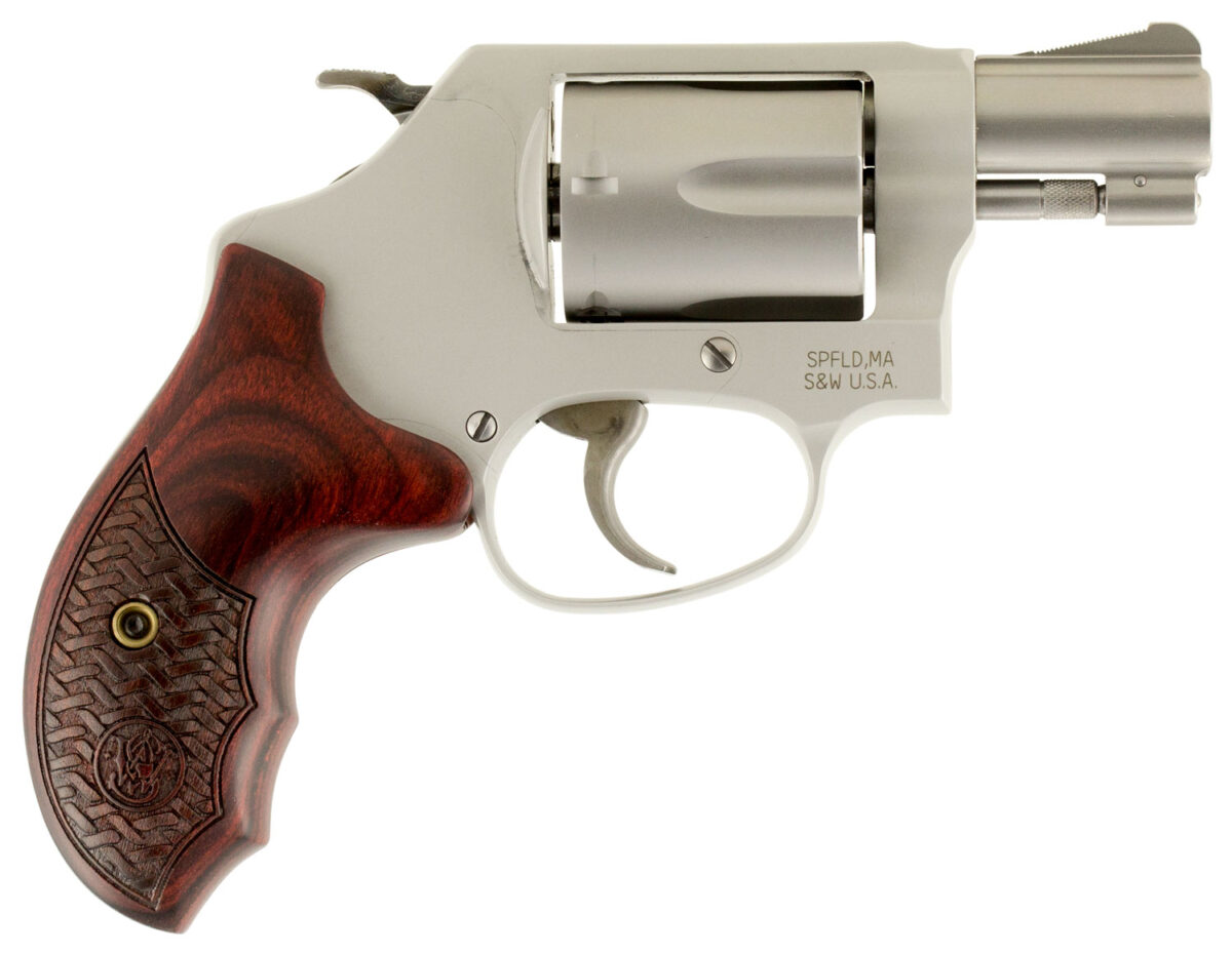 Smith & Wesson 170349 Model 637 Performance Center Enhanced Action 38 S&W Spl +P 5 Shot 1.88" Stainless Steel Barrel/Cylinder, Matte Silver Aluminum Alloy J-Frame, Custom Wood Grip, Internal Lock 1 24007