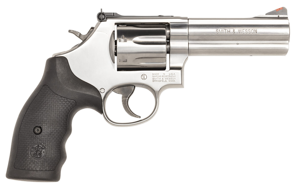 Smith & Wesson 164194 Model 686 Plus 357 Mag or 38 S&W Spl +P Stainless Steel 4.12" Barrel, 7 Shot, Satin Stainless Steel L-Frame, Red Ramp Front/White Outline Rear Sights, Internal Lock 1 26266