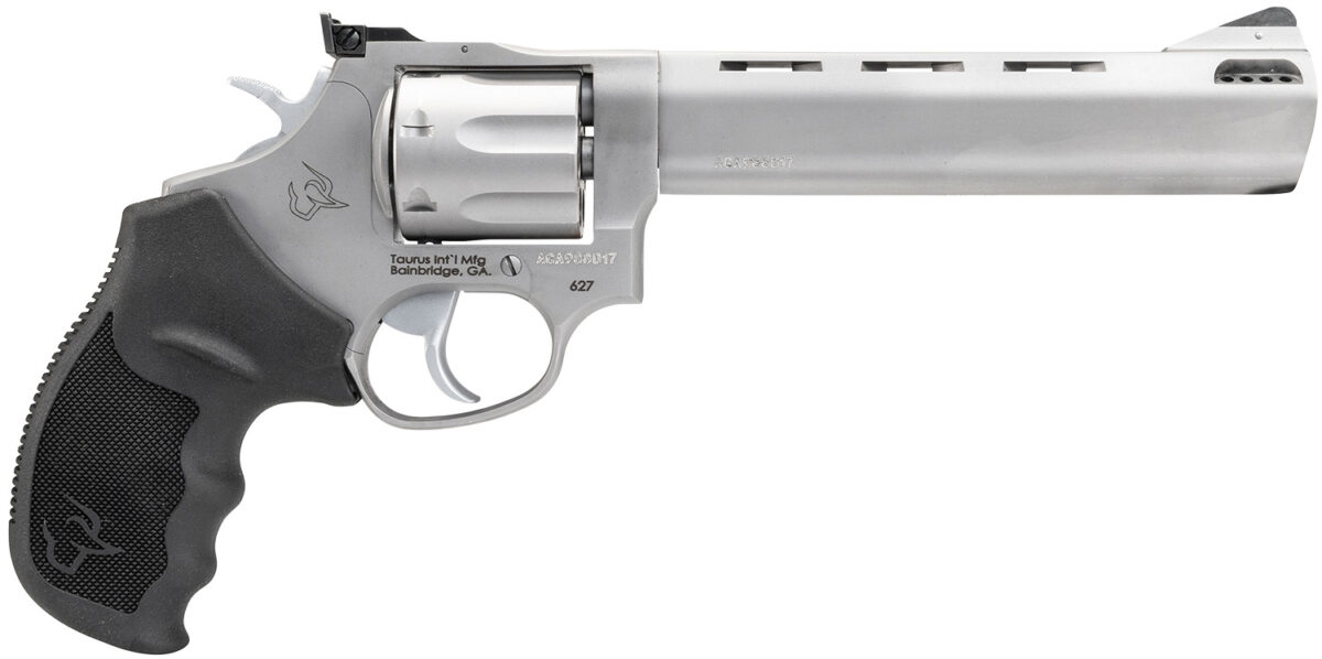 Taurus 2-627069 Tracker 627 Medium 357 Mag 38 Special +P 7 Shot 6.50" Matte Stainless Steel Ported Barrel, Cylinder & Frame, Black Ribber Grip, Transfer Bar Safety, Exposed Hammer 1 30605