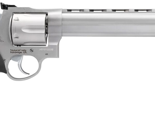 Taurus 2-440089 44  Large 44 Rem Mag 6 Shot 8.37" Matte Stainless Ported Barrel, Cylinder & Frame, Black Finger Grooved Rubber Grip, Transfer Bar Safety, Exposed Hammer