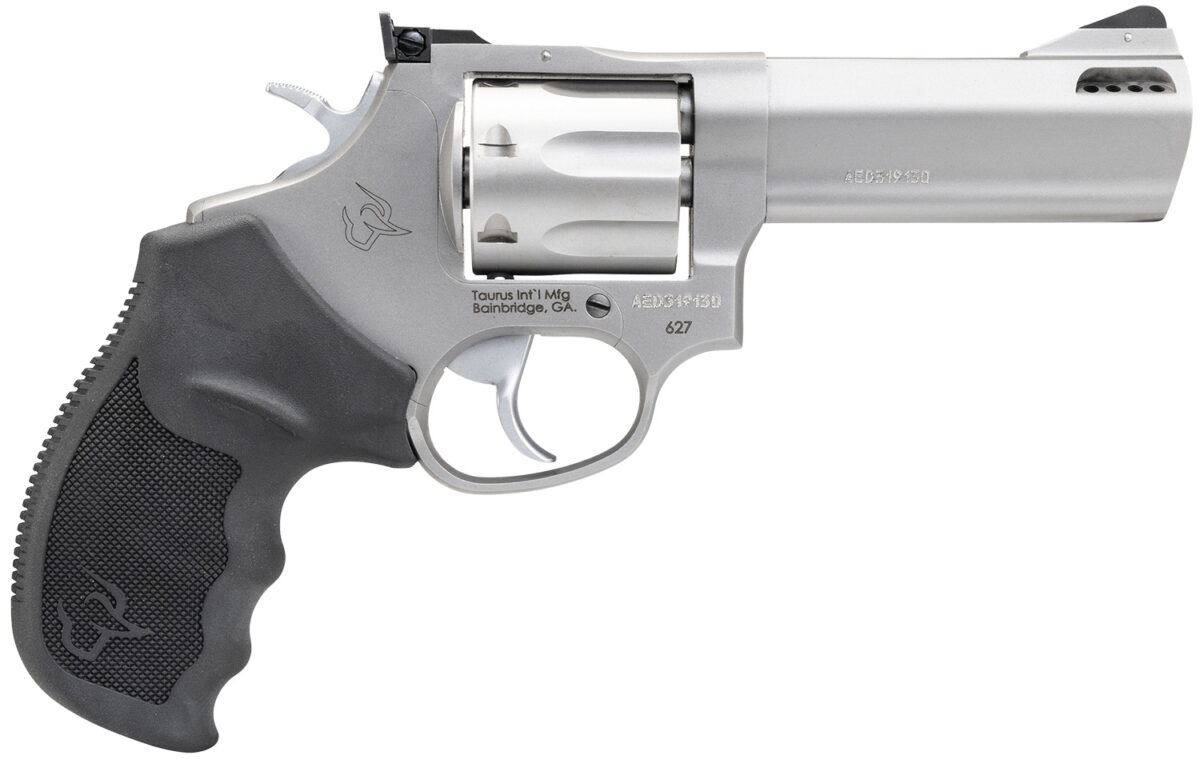 Taurus 2-627049 Tracker 627 Medium 357 Mag/38 Special +P 7 Shot 4" Matte Stainless Steel Barrel, Cylinder & Frame, Black Ribber Grip, Transfer Bar Safety, Exposed Hammer 1 31746