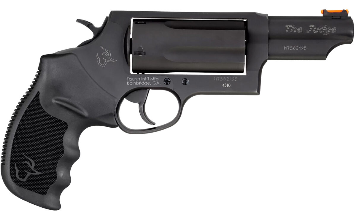 Taurus 2-441031MAG Judge Magnum Compact 45 Colt (Long Colt)/410 Gauge 5 Shot 3" Matte Black Oxide Steel Barrel, Cylinder & Frame, Black Ribber Grip, Transfer Bar Safety, Exposed Hammer 1 42518