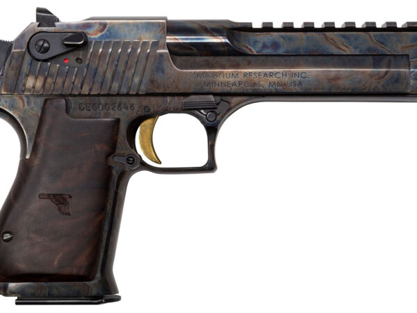 Magnum Research DE50CH Desert Eagle Mark XIX 50 AE 6" 7+1 Color Case Hardened Carbon Steel with Clear Cerakote Frame & Slide Walnut with Engraved Desert Eagle Logo Grip