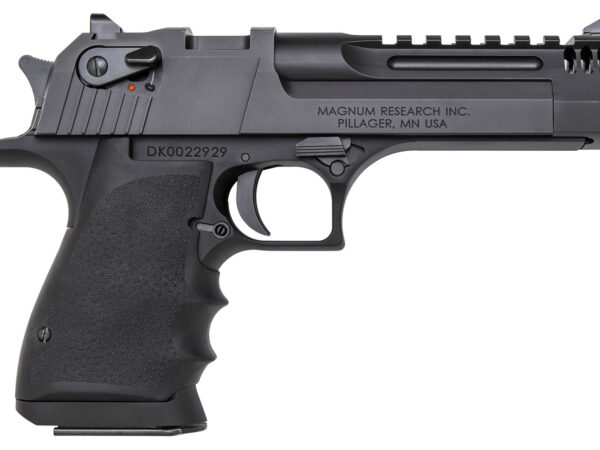 Magnum Research DE50L5IMB Desert Eagle L5 50 AE 5" with Muzzle Brake 7+1 Black Hardcoat Anodized Aluminum Frame Black Carbon Steel Slide Black Hogue Wraparound Rubber Grip