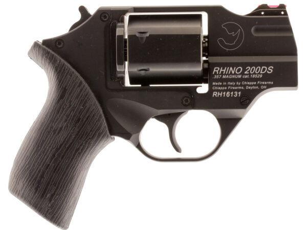 Chiappa Firearms CF340216 Rhino 200DS Small Frame 357 Mag 6 Shot, 2" Black Anodized Steel Barrel, Blued Steel Cylinder, Black Anodized Aluminum Frame, Black Rubber Grip, Concealed Hammer