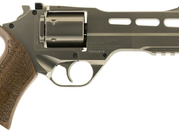 Chiappa Firearms 340223 Rhino 50DS Medium Frame 357 Mag 6 Shot, 5" Nickel-Plated Steel Vent Rib Barrel & Cylinder, Nickel-Plated Aluminum Frame, Walnut Grip, Exposed Hammer