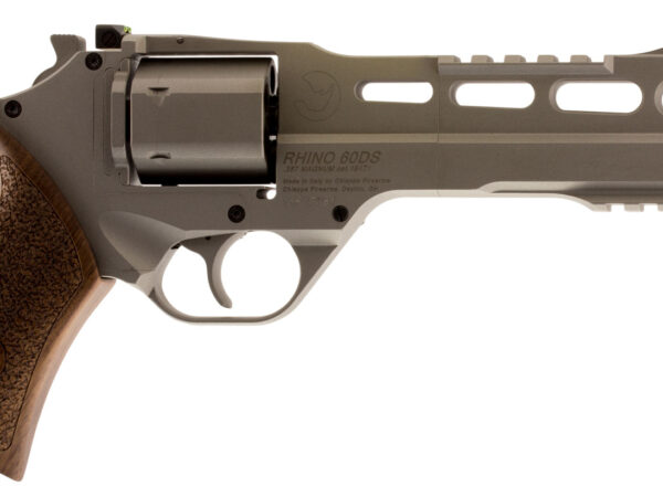 Chiappa Firearms CF340249 Rhino 60SAR *CA Compliant 357 Mag 6 Shot 6" Nickel-Plated Steel Barrel & Cylinder, Nickel-Plated Aluminum Frame & Barrel Shroud, Picatinny Rails, Walnut Grip