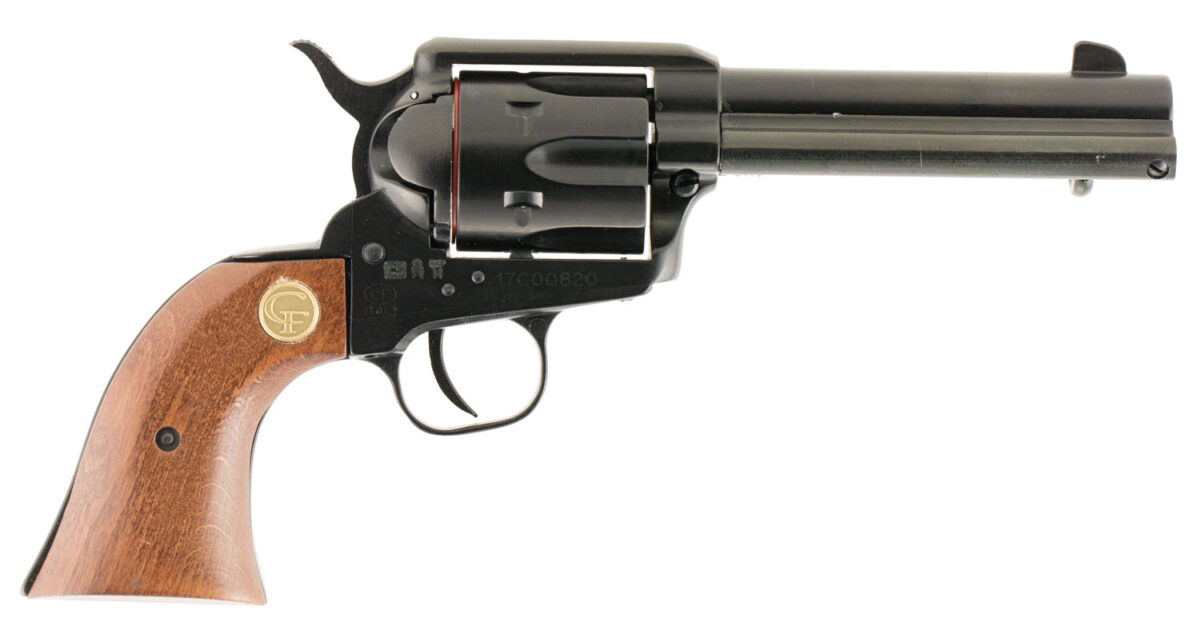 Chiappa Firearms 340053 SAA 1873 Medium Frame 22 LR 6 Shot, 4.75" Blued Steel Barrel, Blued Steel Frame, Blued Cylinder, Wood Grip, Exposed Hammer 1 5659