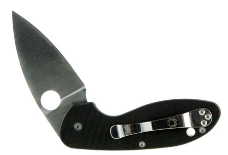SPYDERCO, EFFICIENT, 2.98" FOLDING KNIFE, 8CR13MOV, PLAIN, DROP POINT, CIRCLE THUMB HOLE/POCKET CLIP, BLACK G10