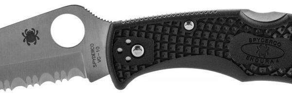 Spyderco C10PSBK Endura 4 Lightweight 3.75" Folding Drop Point Part Serrated VG-10 SS Blade Black Textured FRN Handle Includes Pocket Clip