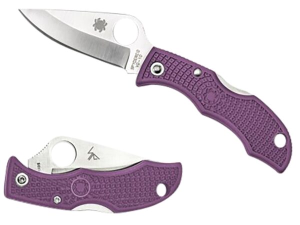 Spyderco LPRP3 Ladybug 3 Salt 1.94" Folding Plain Stonewashed H2 Steel Blade/Purple Bi-Directional Texturing FRN Handle