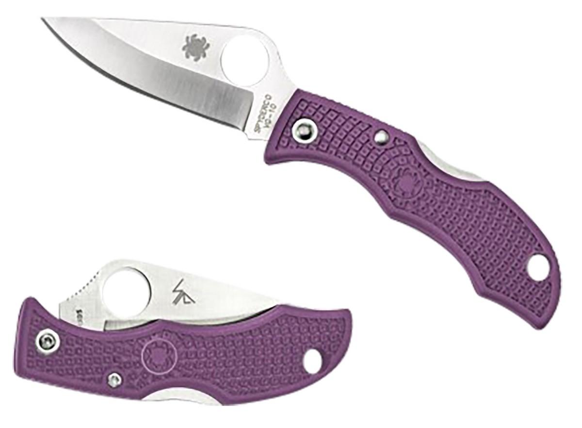 Spyderco LPRP3 Ladybug 3 Salt 1.94" Folding Plain Stonewashed H2 Steel Blade/Purple Bi-Directional Texturing FRN Handle 1 716104004492