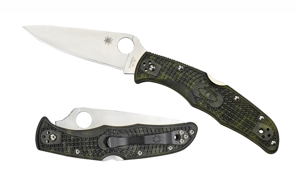 Spyderco C10ZFPGR Endura 4 Lightweight 3.80" Folding Plain Satin VG-10 SS Blade/Zome Green Bi-Directional Texturing FRN Handle Includes Pocket Clip 1 716104011216