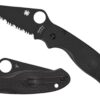 Spyderco C223PBBK Para 3 Lightweight 2.92" Folding Plain Black DLC CTS BD1N SS Blade/Black Textured FRN Handle Includes Pocket Clip 2 716104013739