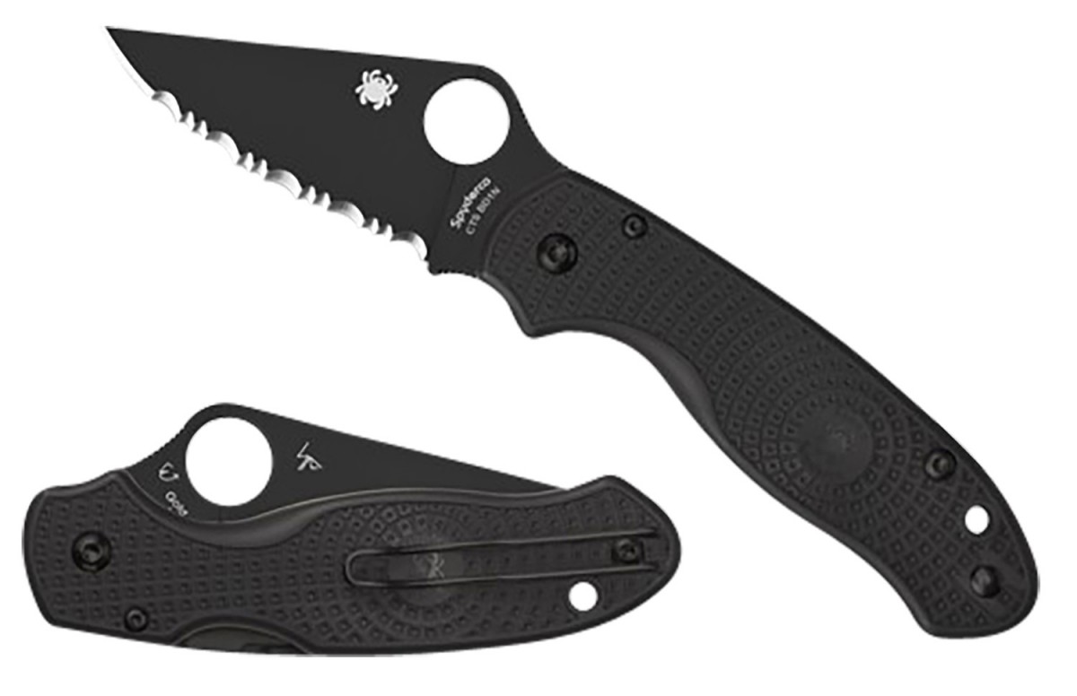 Spyderco C223PBBK Para 3 Lightweight 2.92" Folding Plain Black DLC CTS BD1N SS Blade/Black Textured FRN Handle Includes Pocket Clip 1 716104013739