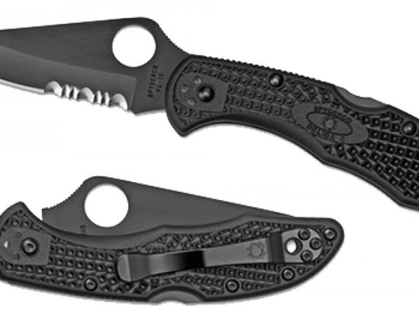 Spyderco C11PSBBK Delica 4 Lightweight 2.88" Folding Part Serrated Black TiCN VG-10 SS Blade/Black Textured FRN Handle Includes Pocket Clip