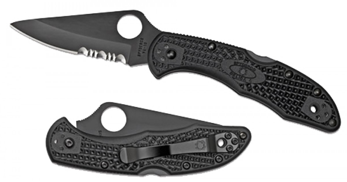 Spyderco C11PSBBK Delica 4 Lightweight 2.88" Folding Part Serrated Black TiCN VG-10 SS Blade/Black Textured FRN Handle Includes Pocket Clip 1 716104400218