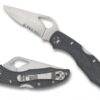 Spyderco BY04PSBK2 Byrd Meadowlark 2 Lightweight 2.87" Folding Drop Point Part Serrated 8Cr13MoV SS Blade Black Textured FRN Handle Includes Pocket Clip 2 716104401529
